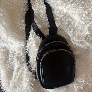 Black Mini Backpack with Silver Zippers